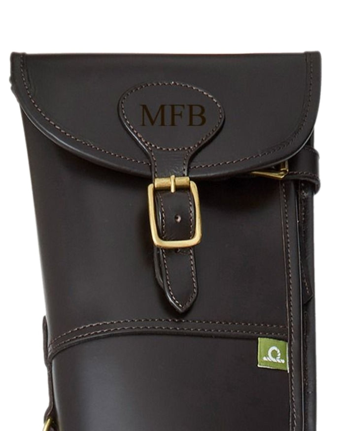 Dark Brown Coloured Chatham Premium Pull Up Leather Gun Slip on white background #colour_dark-brown