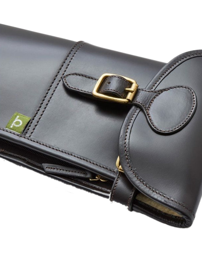 Dark Brown Coloured Chatham Premium Pull Up Leather Gun Slip on white background #colour_dark-brown
