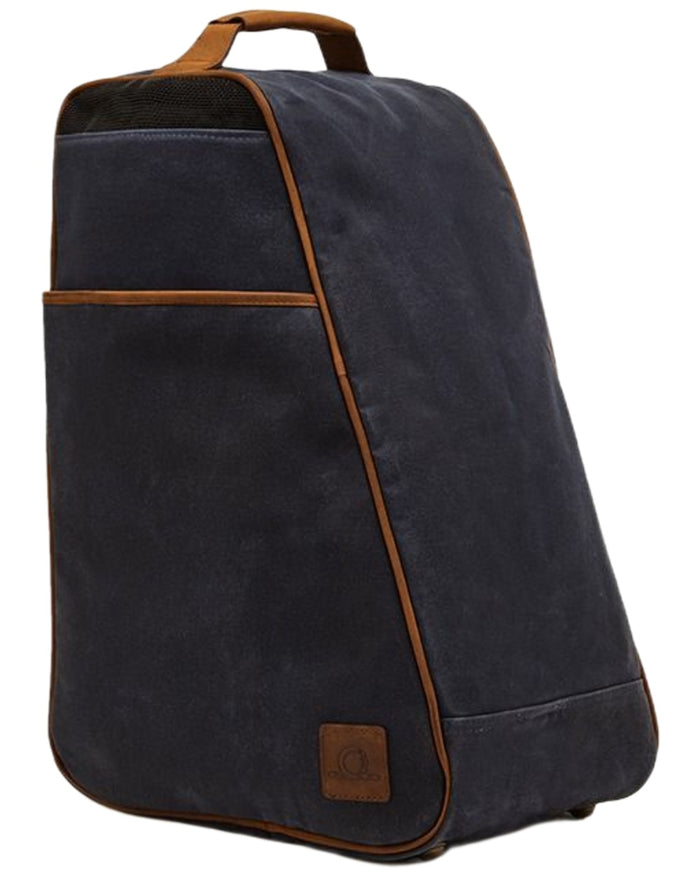 Navy Brown Coloured Chatham Waxed Canvas And Leather Bootbag on white background #colour_navy-brown