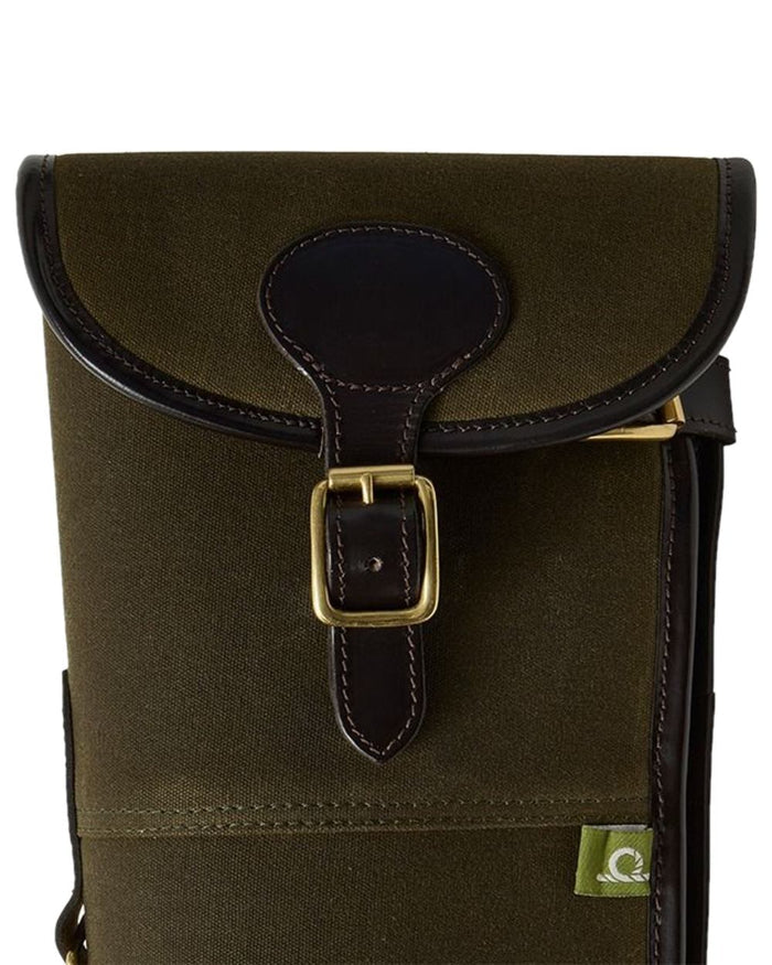 Green Dark Brown Coloured Chatham Waxed Canvas Gun Slip on white background #colour_green-dark-brown