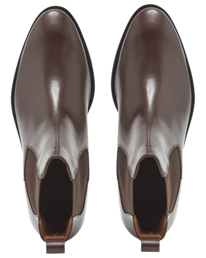 Dark Brown Coloured Chatham Womens Allerton Premium Leather Chelsea Boots on white background #colour_dark-brown