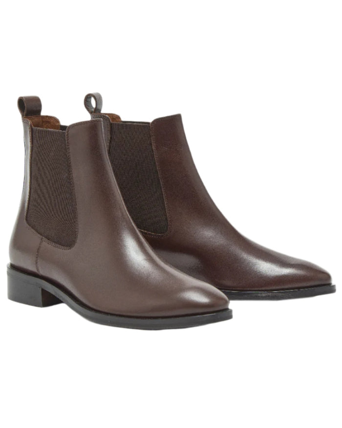 Dark Brown Coloured Chatham Womens Allerton Premium Leather Chelsea Boots on white background #colour_dark-brown