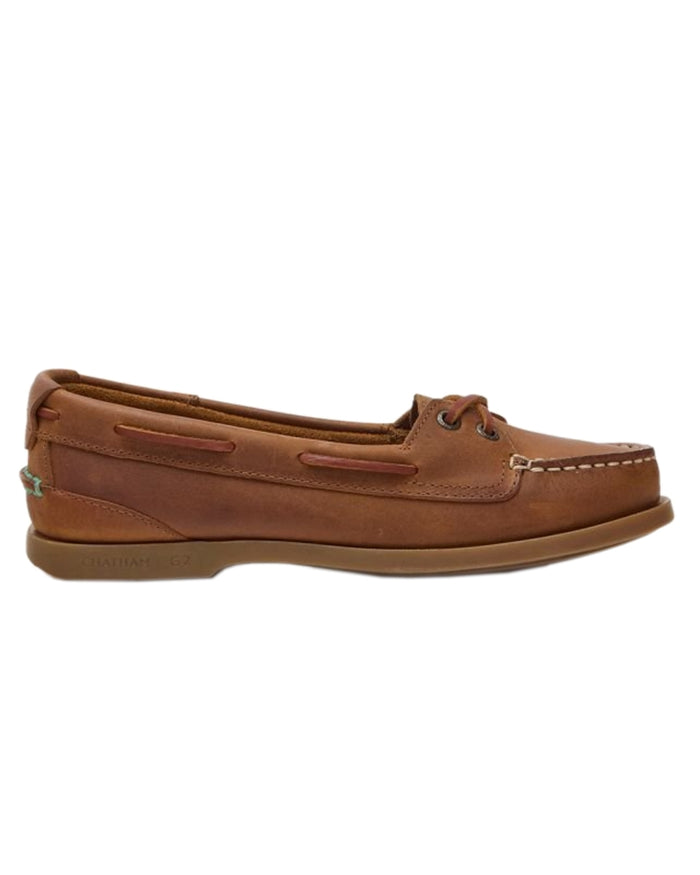 Walnut Coloured Chatham Lady Bali G2-Premium Nubuck Low-Front Boat Shoes on white background #colour_walnut