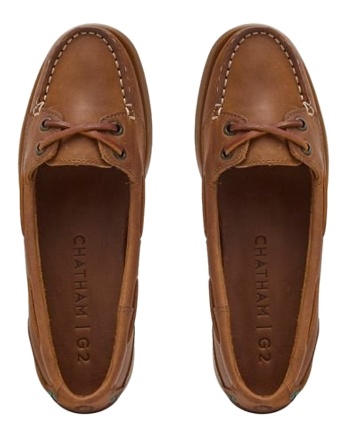 Walnut Coloured Chatham Lady Bali G2-Premium Nubuck Low-Front Boat Shoes on white background #colour_walnut