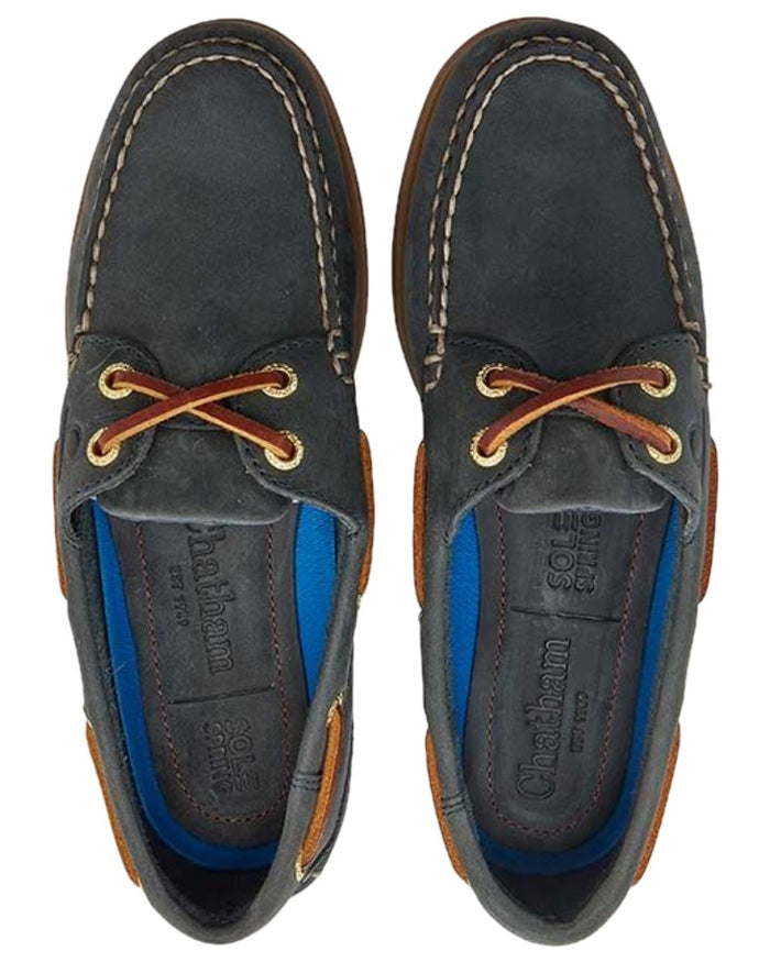 Blue Coloured Chatham Womens Deck II G2 Premium Leather Boat Shoes on white background #colour_blue