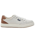 White Tan Chatham Womens Fingle Court Style Trainer Shoes on white background #colour_white-tan