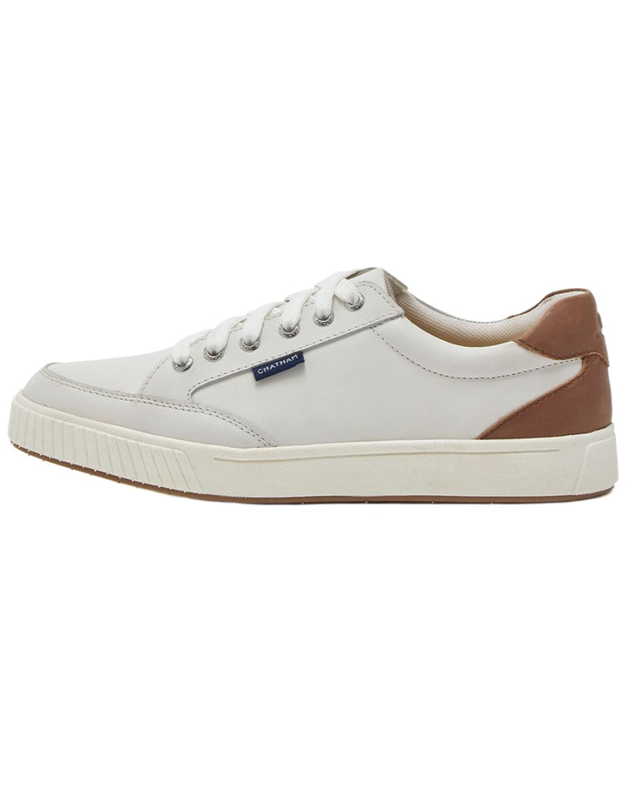 White Tan Chatham Womens Fingle Court Style Trainer Shoes on white background #colour_white-tan