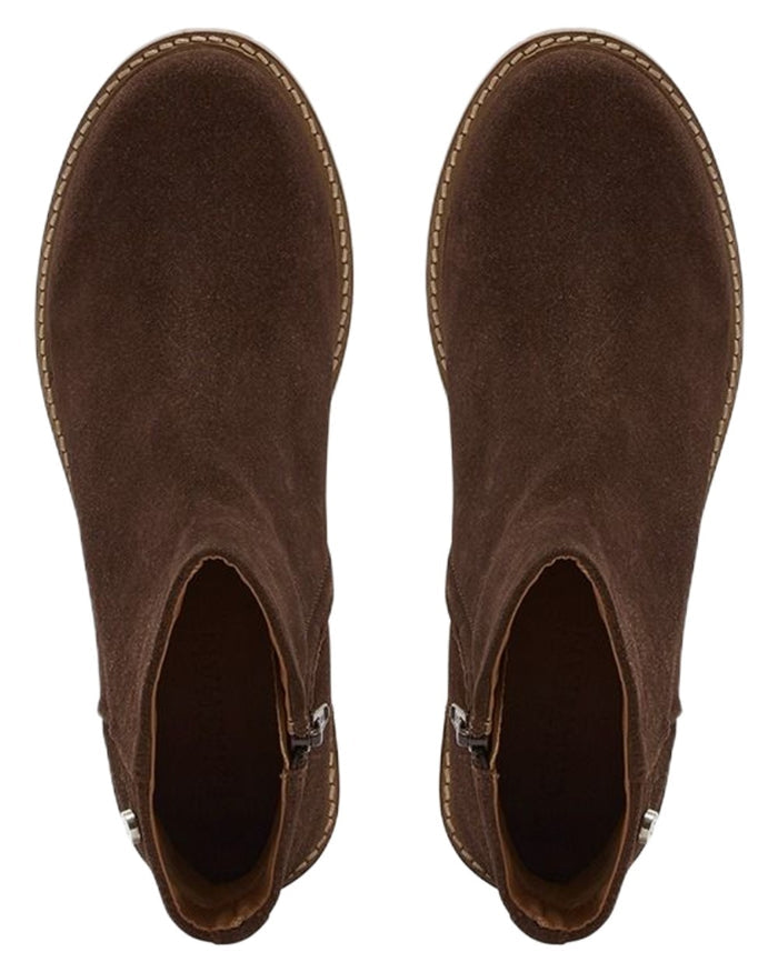 Dark Brown coloured Chatham Womens Hays Casual Heeled Zip Boots on white background #colour_dark-brown