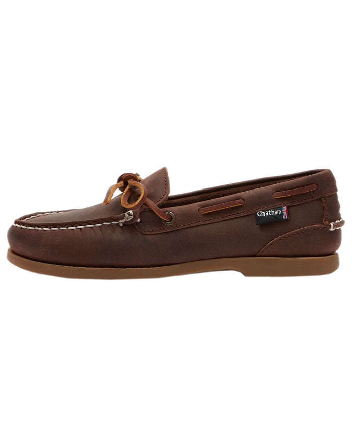 Chocolate Coloured Chatham Womens Olivia G2-Premium Nubuck Slip-On Deck Shoes on white background #colour_chocolate