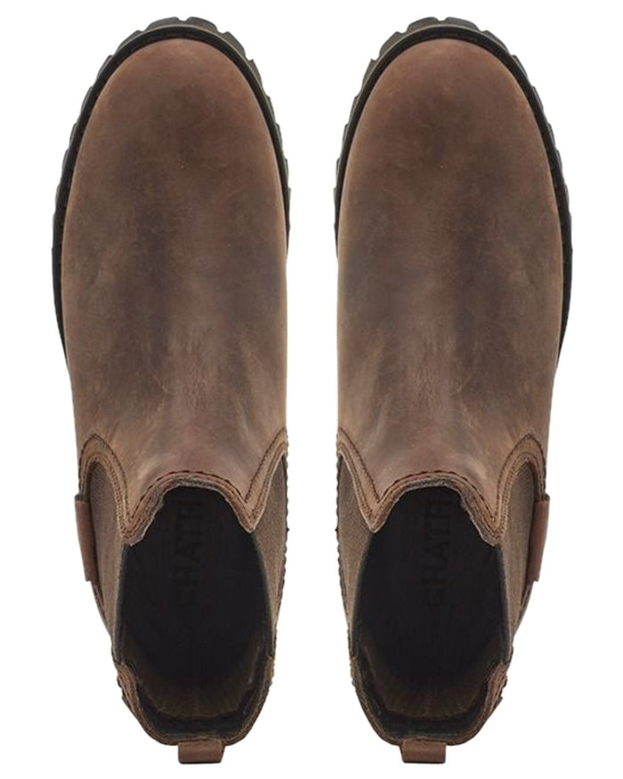 Chocolate Coloured Chatham Womens Olympia II-Premium Leather Waterproof Chelsea Boots on white background #colour_chocolate