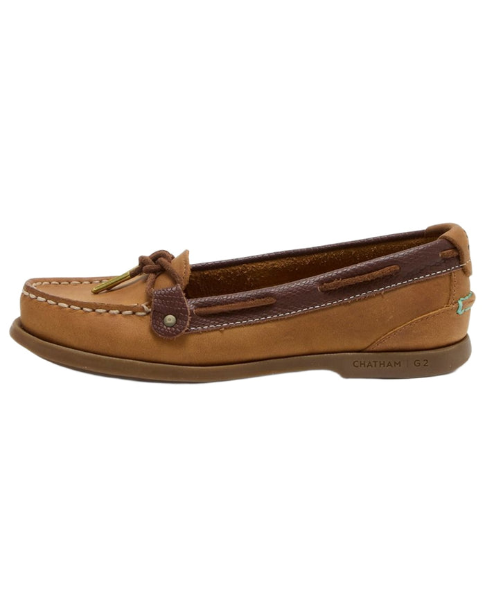 Walnut Brown Snake coloured Chatham Womens Rota G2 Nubuck Slip On Boat Shoes on white background #colour_walnut-brown-snake