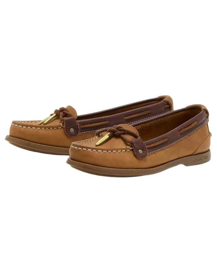Walnut Brown Snake coloured Chatham Womens Rota G2 Nubuck Slip On Boat Shoes on white background #colour_walnut-brown-snake