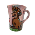 image of chocolate Labrador handprinted on ceramic coffee mug by debby carman