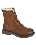 Brown Coloured Cipriata Womens Andretta 8 Eyelet Zip Warm Lined Ankle Boots on White Background
#colour_brown