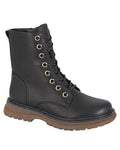 Black Matt Coloured Cipriata Womens Annetta 8 Eye Lace Inside Zip Boots on White Background
#colour_black-matt