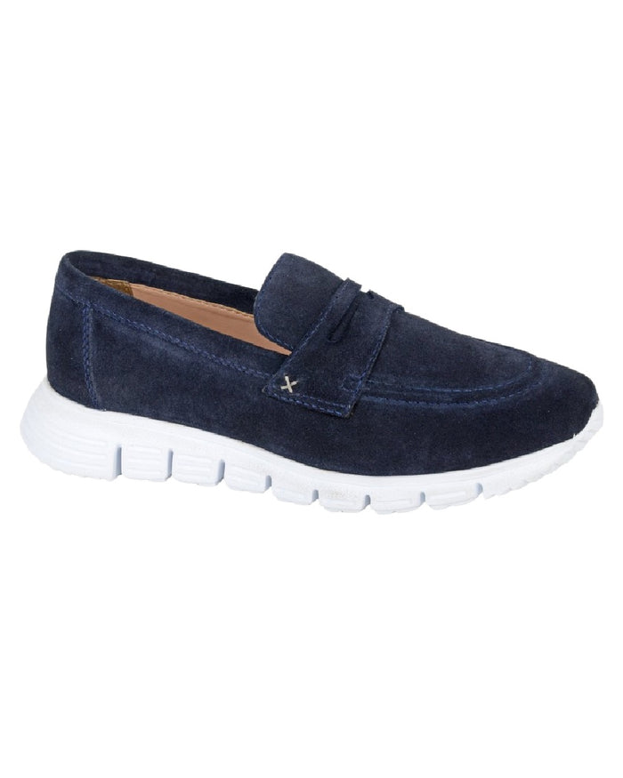 Navy Coloured Cipriata Womens Felisa Metropolitan Slip On Trainers on White Background
#colour_navy