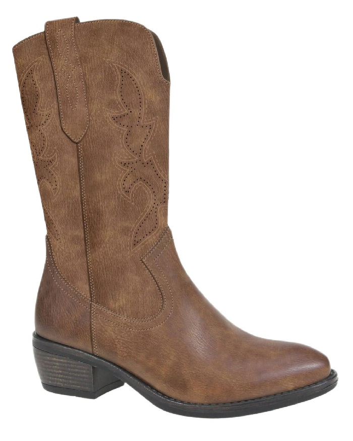 Tan Coloured Cipriata Womens Wanda Inside Zip Cowgirl Boots on White Background
#colour_tan