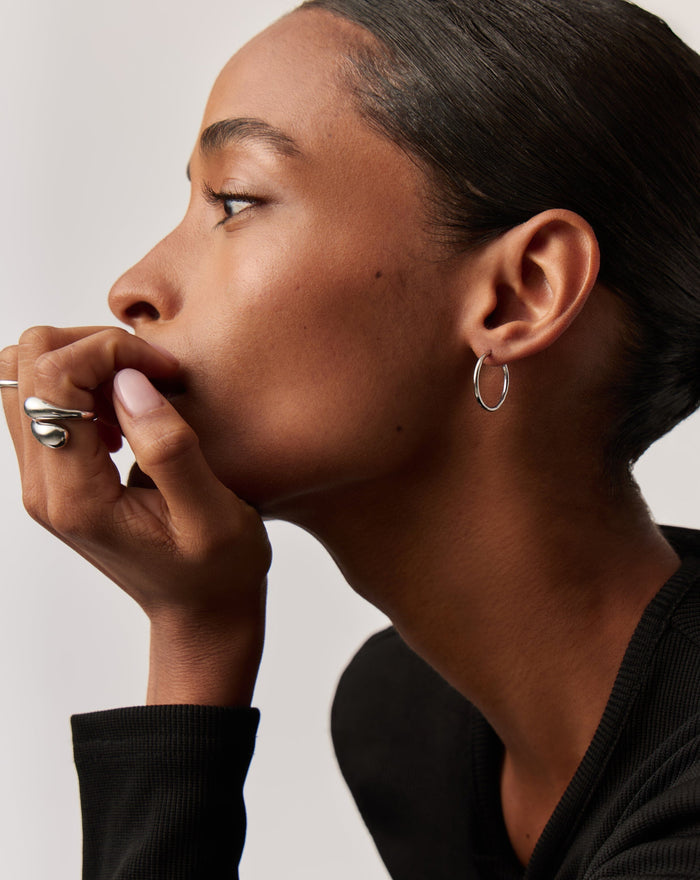 Classic Small Hoop Earrings | Rhodium Plated on Recycled Sterling Silver Earrings Missoma