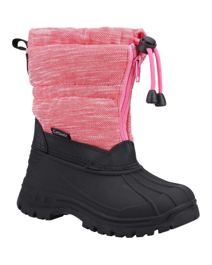 Pink coloured Cotswold Bathford Snow Boots on white background #colour_pink