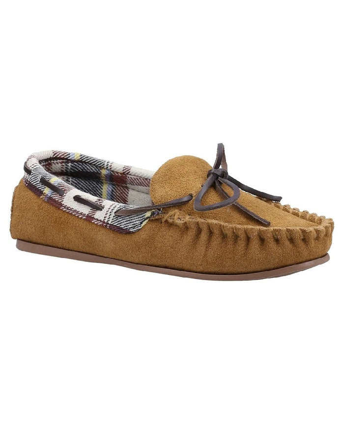 Tan coloured Cotswold Chatsworth Slippers on white background #colour_tan