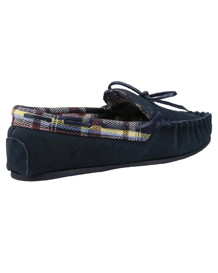 Navy coloured Cotswold Chatsworth Slippers on white background #colour_navy
