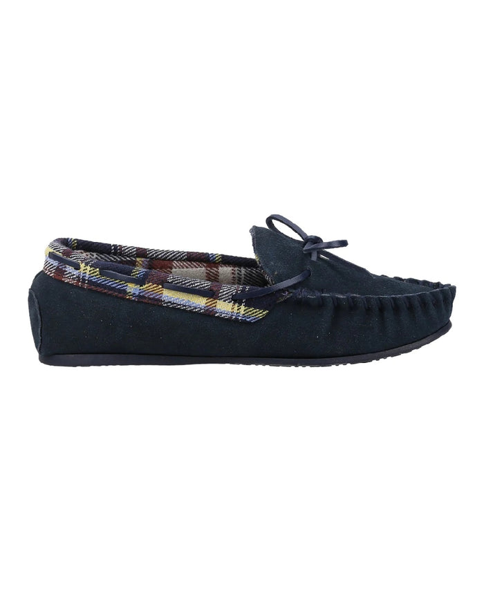 Navy coloured Cotswold Chatsworth Slippers on white background #colour_navy