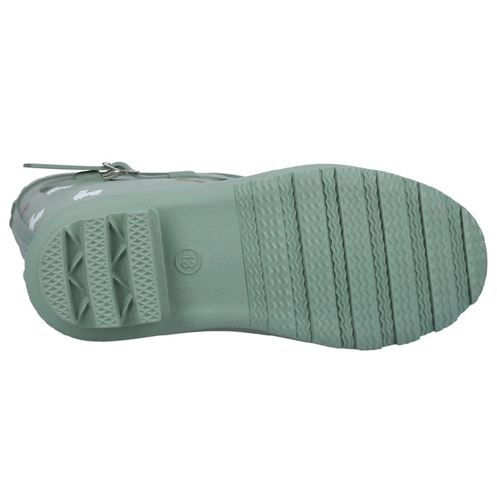 Cotswold Childrens Farmyard Wellington Boots in Alpaca Print Green #colour_alpaca-print-green