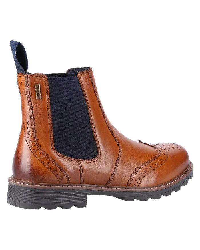 Tan coloured Cotswold Ford Chelsea Shoes on white background #colour_tan