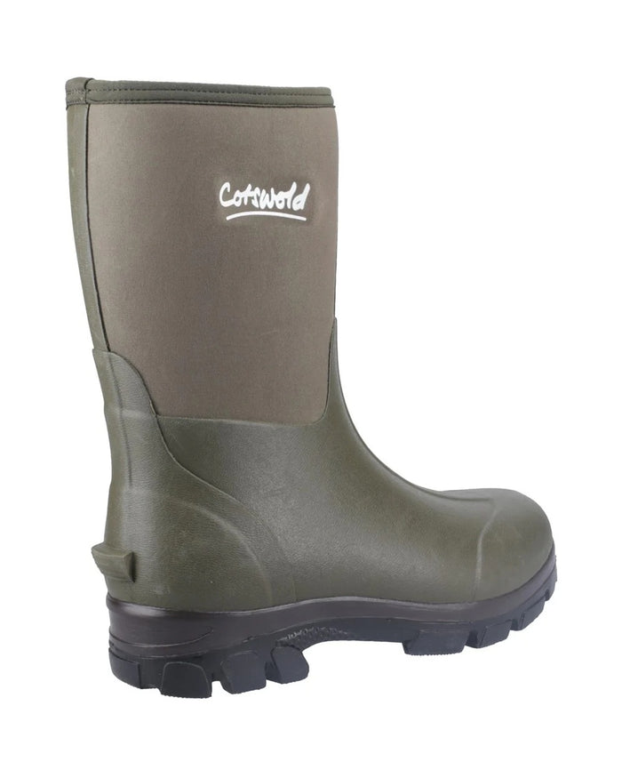 Green coloured Cotswold Kensington Wellingtons on white background #colour_green