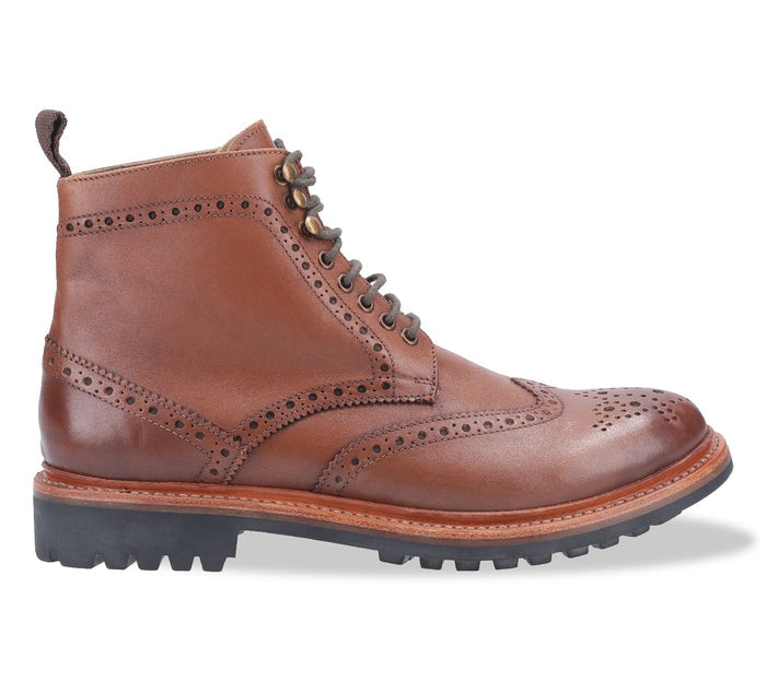 Brown Tan Cotswold Rissington Commando Brogue Boot #colour_brown