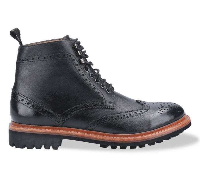 Black Cotswold Rissington Commando Brogue Boot #colour_black