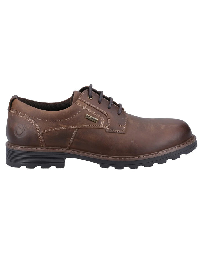 Dark Tan coloured Cotswold Tadwick Shoes on white background #colour_dark-tan