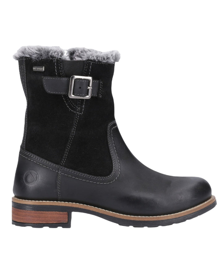 Black Coloured Cotswold Kemerton Ankle Boots on White Background
#colour_black