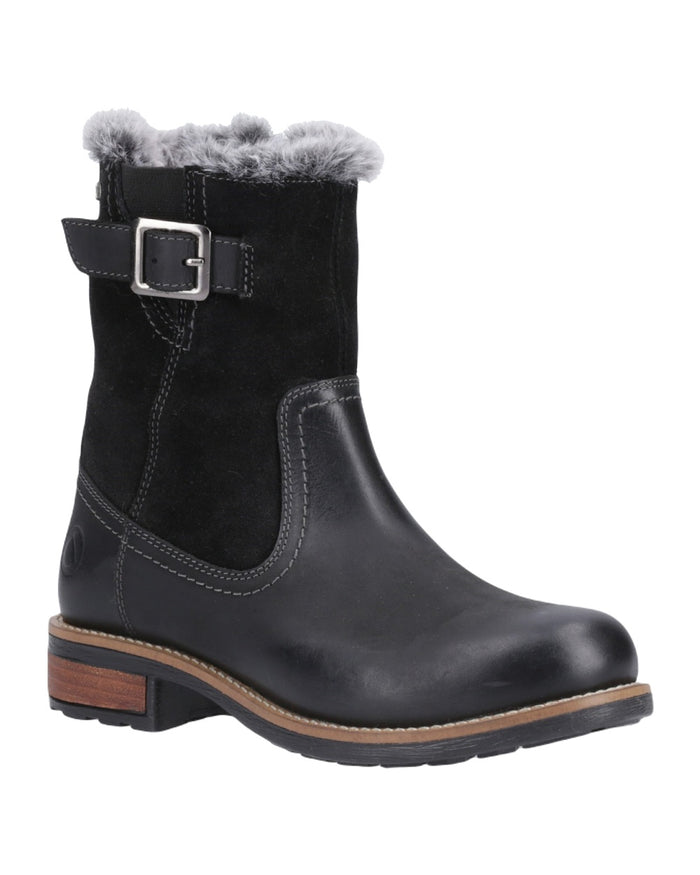 Black Coloured Cotswold Kemerton Ankle Boots on White Background
#colour_black