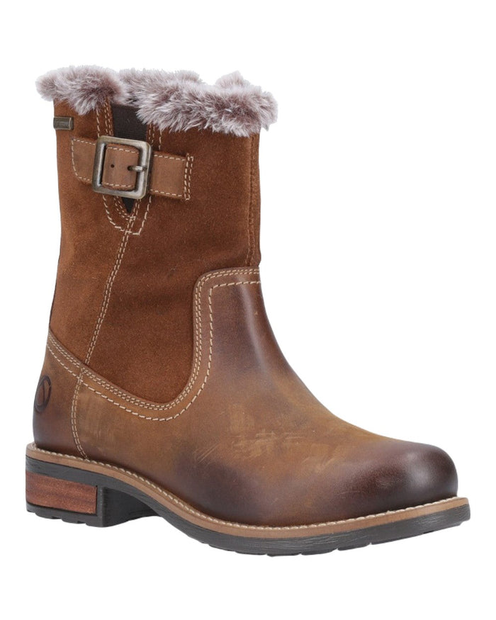 Tan Coloured Cotswold Kemerton Ankle Boots on White Background
#colour_tan