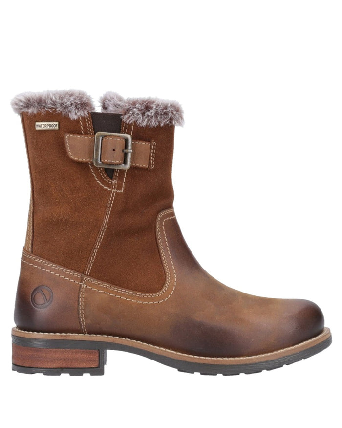 Tan Coloured Cotswold Kemerton Ankle Boots on White Background
#colour_tan