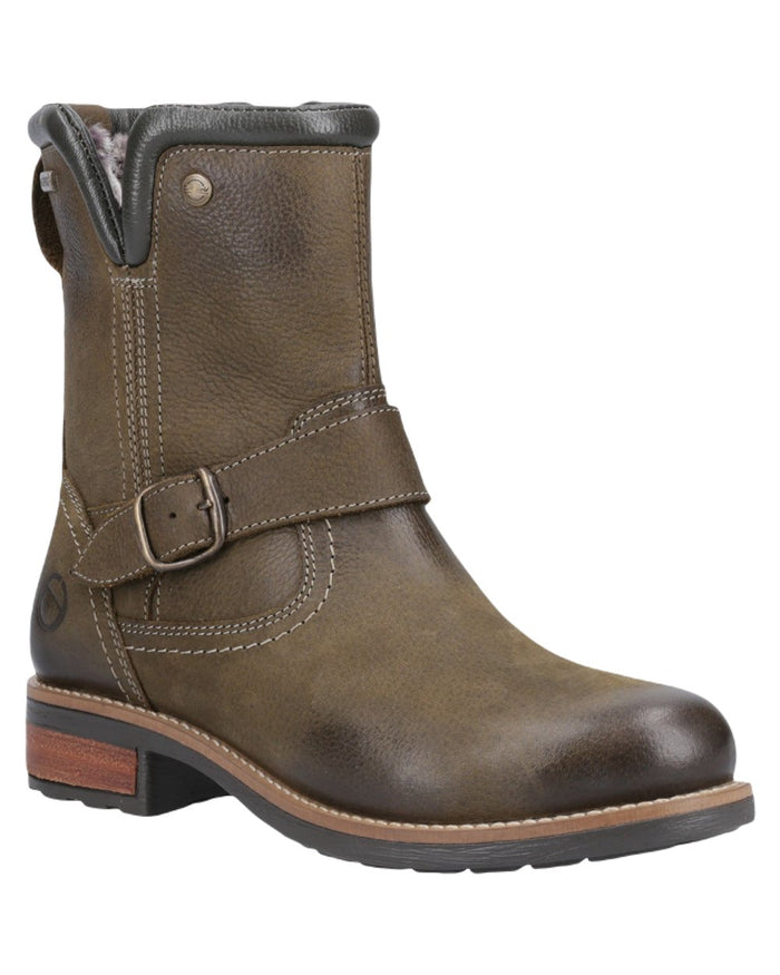 Khaki Coloured Cotswold Womens Kinsham Ankle Boots on White Background
#colour_khaki