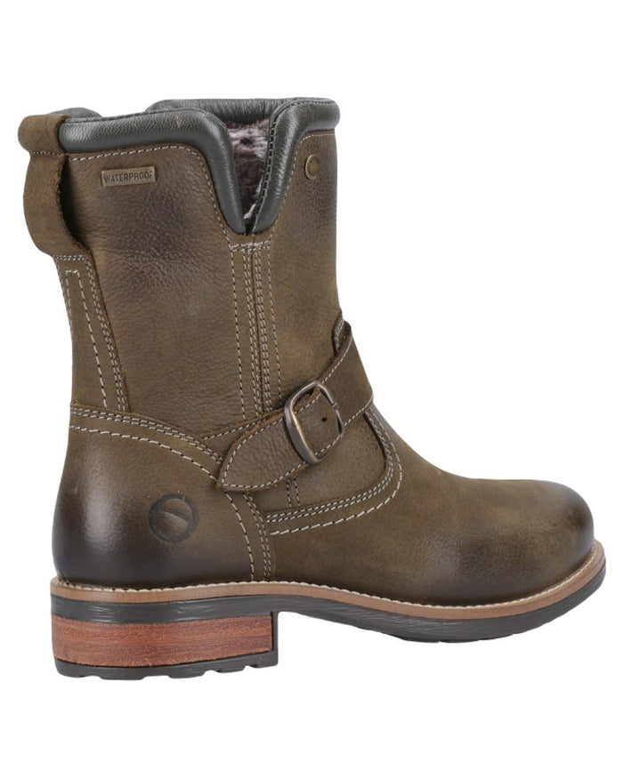 Khaki Coloured Cotswold Womens Kinsham Ankle Boots on White Background
#colour_khaki