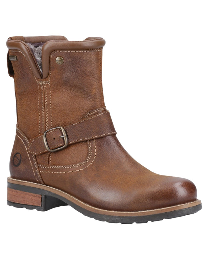 Tan Coloured Cotswold Womens Kinsham Ankle Boots on White Background
#colour_tan
