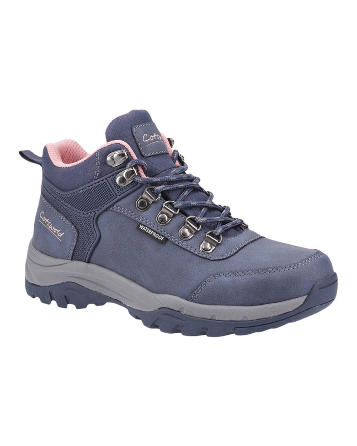 Navy Coloured Cotswold Womens Overbury Hiking Boots on White Background
#colour_navy