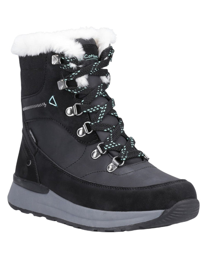 Black Coloured Cotswold Womens Sheephouse Hiking Boots on White Background
#colour_black