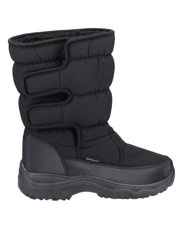 Black Coloured Cotswold Womens Welland Snowboots on White Background
#colour_black