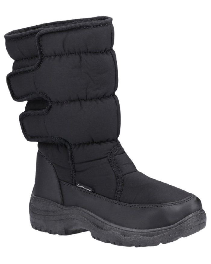 Black Coloured Cotswold Womens Welland Snowboots on White Background
#colour_black