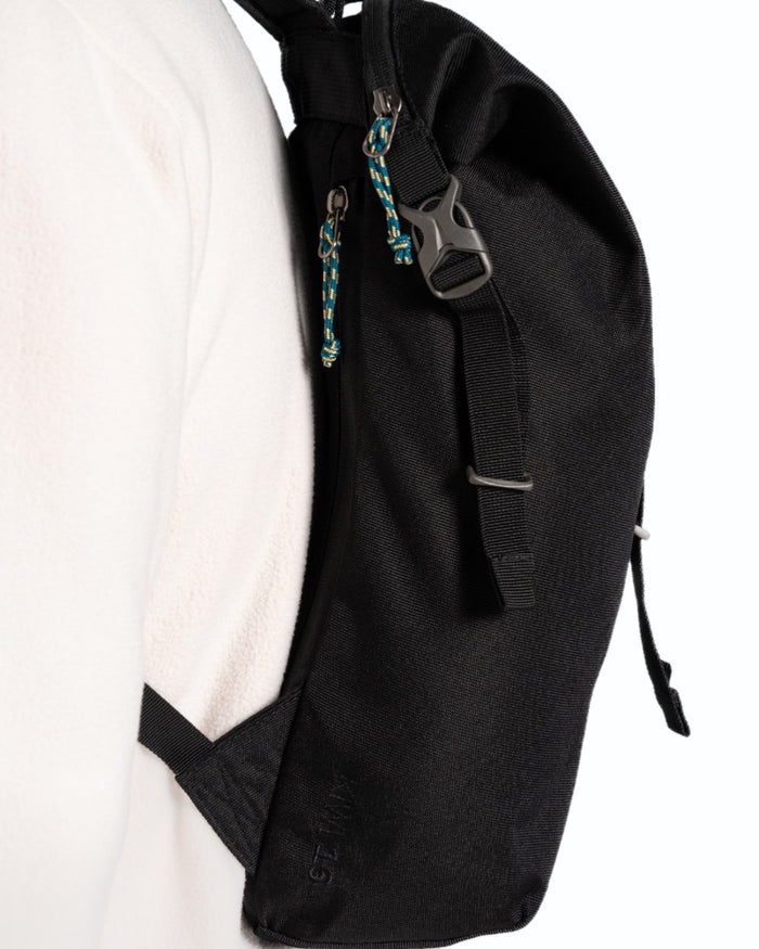 Black coloured Craghoppers 16L Kiwi Classic Rolltop II Backpack on white background #colour_black