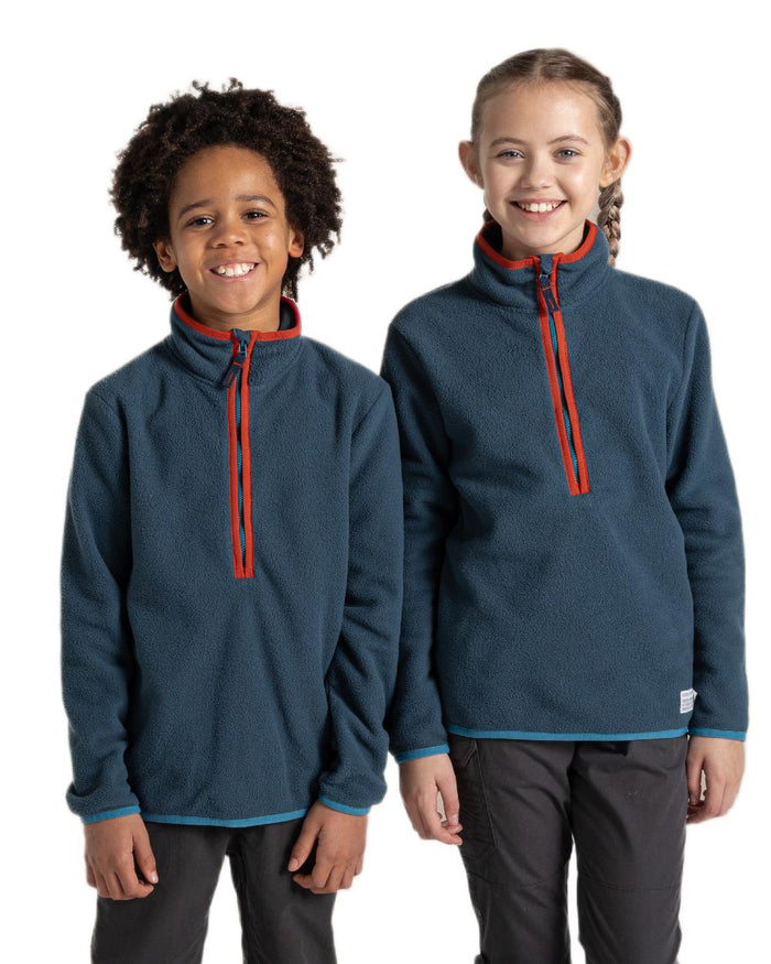 Blue Stone Coloured Craghoppers Childrens CO2 Renu Jacket on white background #colour_blue-stone
