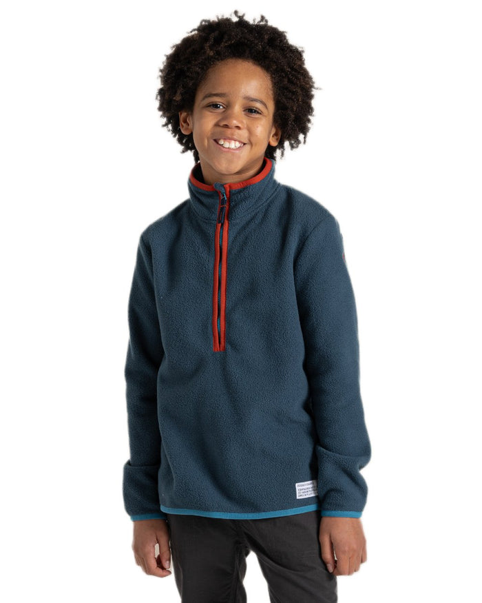 Blue Stone Coloured Craghoppers Childrens CO2 Renu Jacket on white background #colour_blue-stone