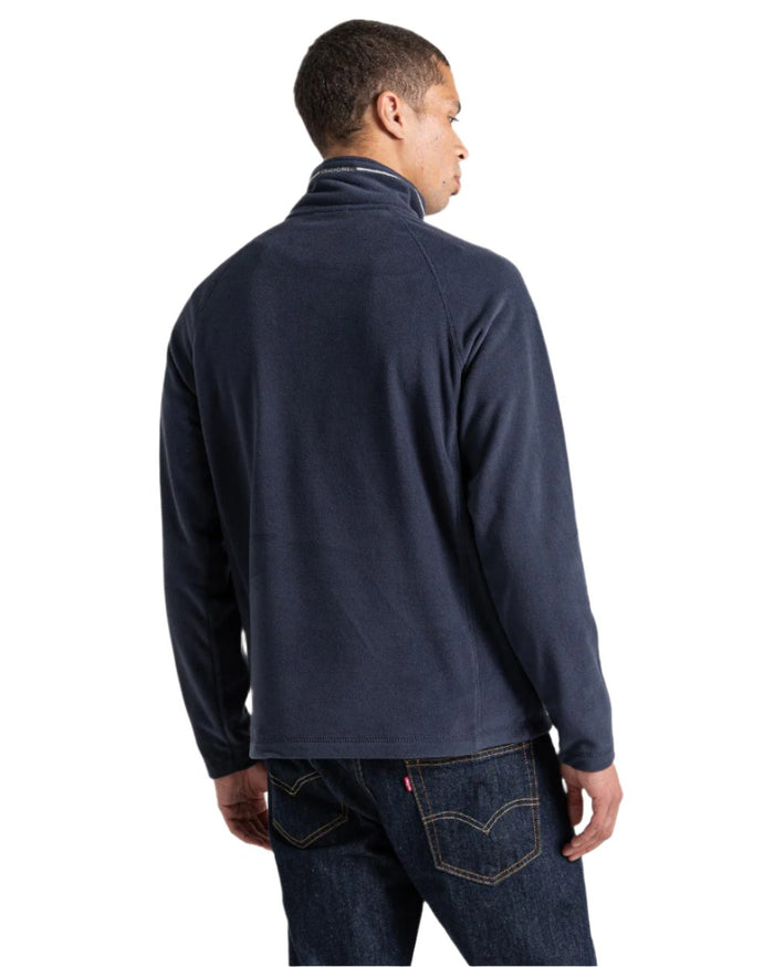 Dark Navy Blue Navy Marl Coloured Craghoppers Corey VI Half Zip Fleece On A White Background #colour_dark-navy-blue-navy-marl
