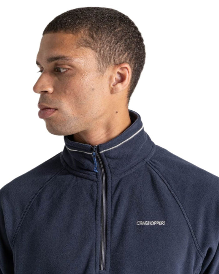 Dark Navy Blue Navy Marl coloured Craghoppers Corey VI Half Zip Fleece on white background #colour_dark-navy-blue-navy-marl