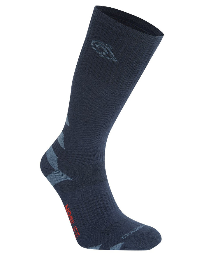 Blue Navy Blue Stone coloured Craghoppers Insect Repellent Adventure Socks on white background #colour_blue-navy-blue-stone