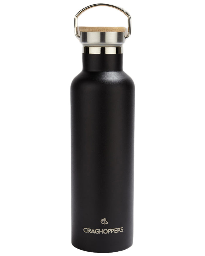 Back coloured Craghoppers Insulated Waterbottle 750ml on white background #colour_black